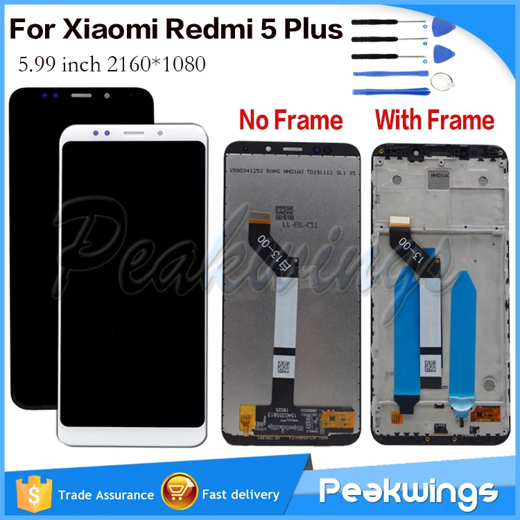 ЖК дисплей экран для Xiaomi Redmi 5 Plus с рамкой сенсорный 99 дюймов 2160*1080 дисплеем|Экраны