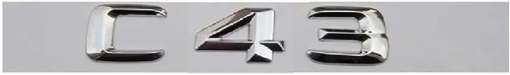 

Chrome Shiny Silver ABS Car Trunk Rear Number Letters Words Badge Emblem Decal Sticker for Mercedes-Benz C43 AMG