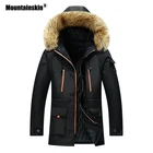 Мужская куртка-парка из горной кожи, Зимняя Теплая мужская куртка с капюшоном и меховым воротником, повседневная мужская куртка с подкладкой, брендовая одежда 7XL 8XL SA829