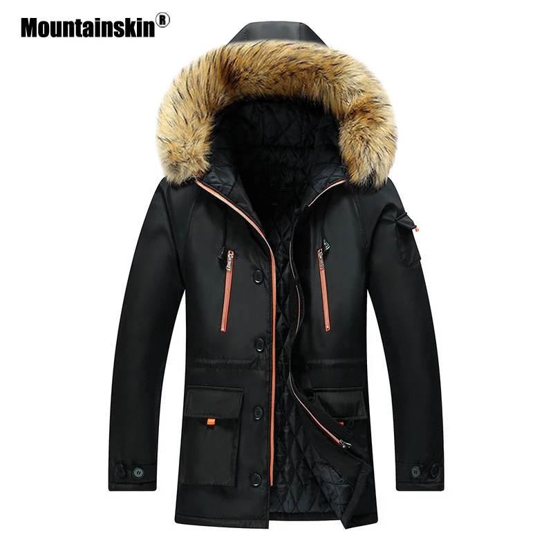 Mountainskin Мужская парка пальто зимняя теплая с капюшоном меховым воротником