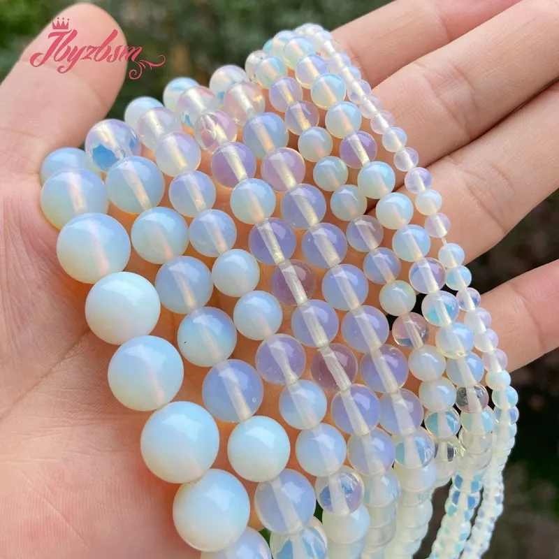 Круглые бусины из белого опала с гладким камнем свободная прокладка 6/8/10/12 мм для