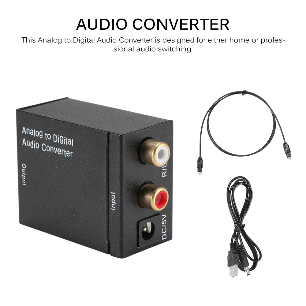 Преобразователь аналогово цифровой аудио L/R RCA в коаксиальный Оптический Toslink SPDIF