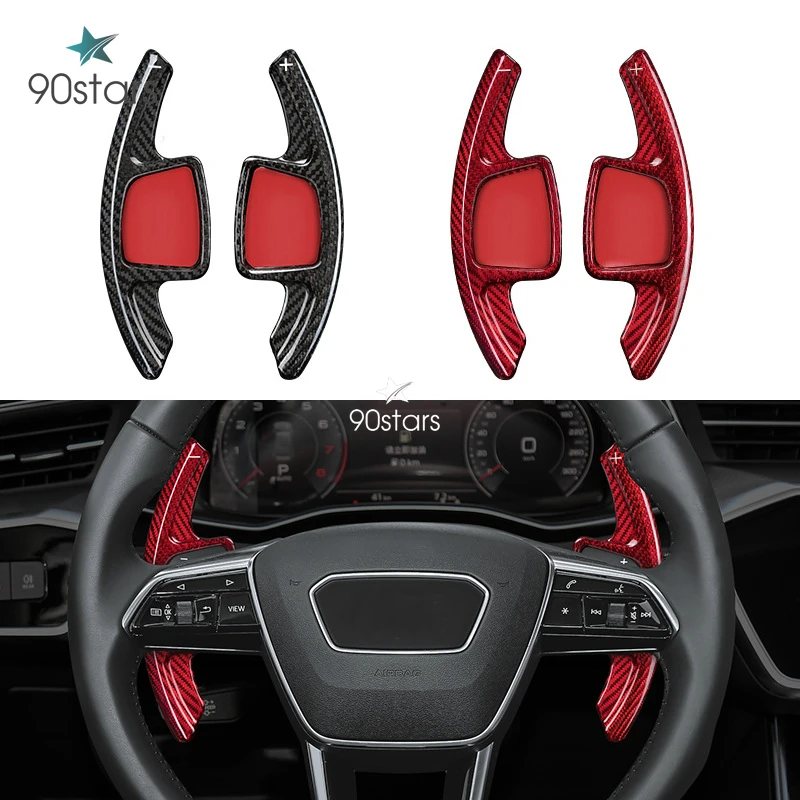 

Весла переключения для Audi A4L Q7 Q5L A3 A6l A5, наклейки на рулевое колесо, из натурального углеродного волокна