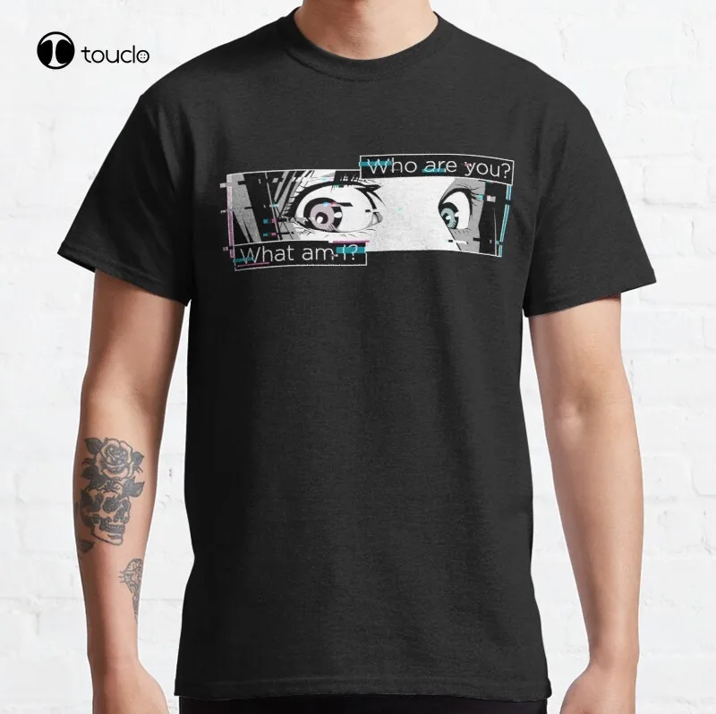 

Красивая сексуальная Классическая футболка с удивленными глазами из аниме, хлопковая футболка, унисекс