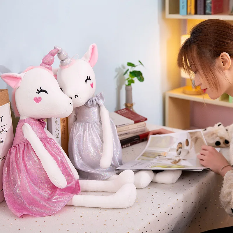 Оптовая продажа 35 см Kawaii Мультфильм Плюшевые игрушечные единороги в юбках Мягкое