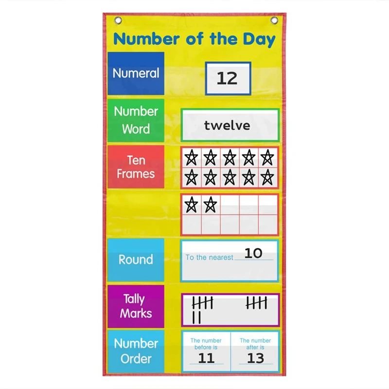 

Карманная Таблица с цифрами для детей, портативная обучающая игрушка, таблица с количеством дней с картами для классной комнаты, Домашнее о...
