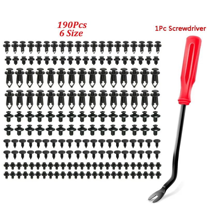 

190Pcs Universal Auto Fastener Clips Vehicle Retainer Rivet Door Panel Fender Liner Bumper Fender Trim Plastic Mixed Car Clips