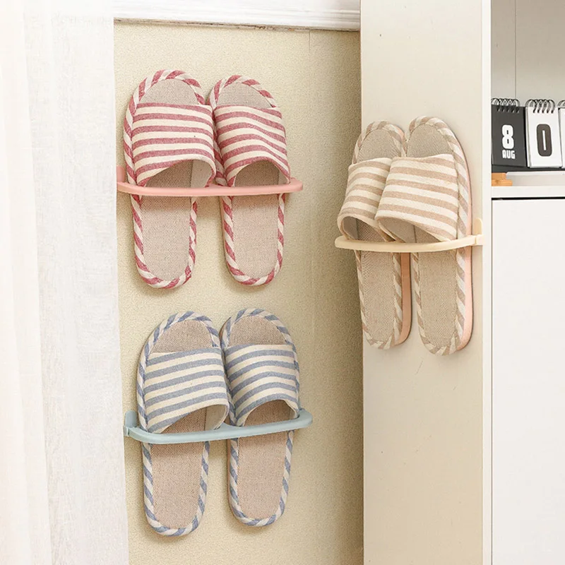 Простая Компактная полка для тапочек складная настенная обуви пластиковая