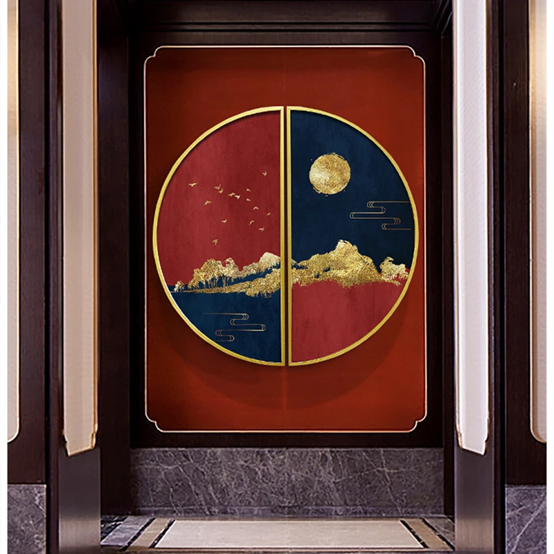

Полукруглая настенная живопись, художественный холст, изысканный постер в китайском красном стиле для строительства, картина, украшение дл...