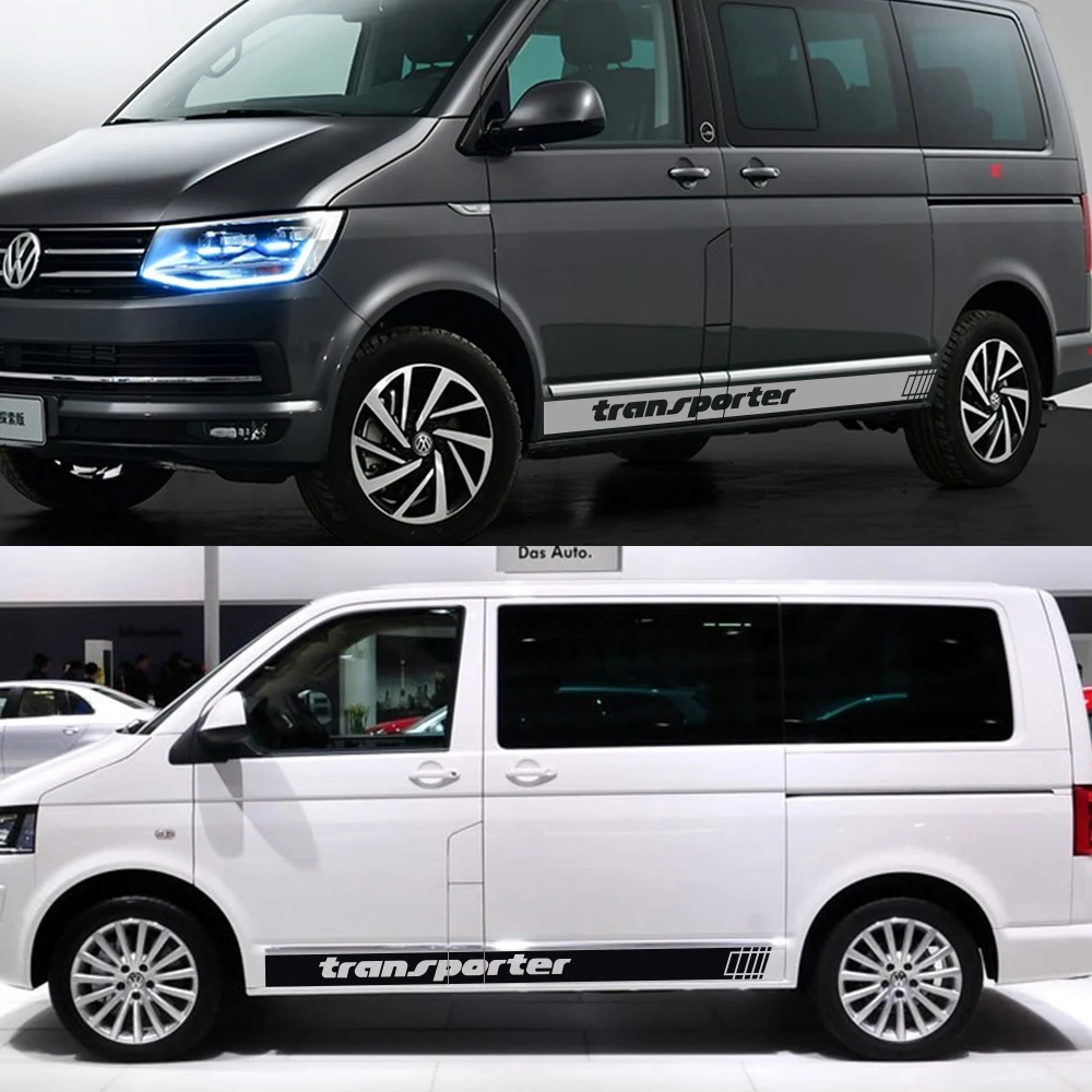 2Pcs Car Side Stripes Stickers Auto Vinyl Film Decoration Decals For Volkswagen Multivan T4 T5 T6 Styling Car Tuning Accessories