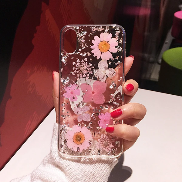 24 Qianliyao настоящие сушеные чехлы с цветочным принтом для IPhone X XS Max XR 6 6S 7 8 Plus 11 Pro Max чехол ручной работы мягкий свежий цветок чехол для телефона - Цвет: 24