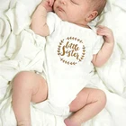 От 0 до 24 месяцев, Little Sister с золотым принтом забавные детские комбинезоны для малышей Одежда унисекс для новорожденных детей, одежда с коротким рукавом для малышей, спортивный костюм для девочек