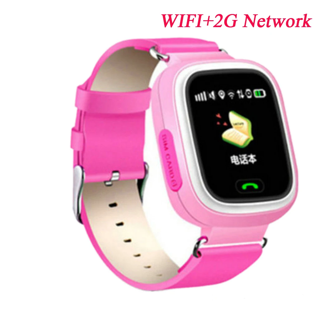 Pink 2g wifi Q90 gps Wi-Fi сенсорный экран gps детские анти-потери наручные часы SOS определение местоположения устройства трекер умные часы английская/Русская версия - Цвет: Pink 2g wifi
