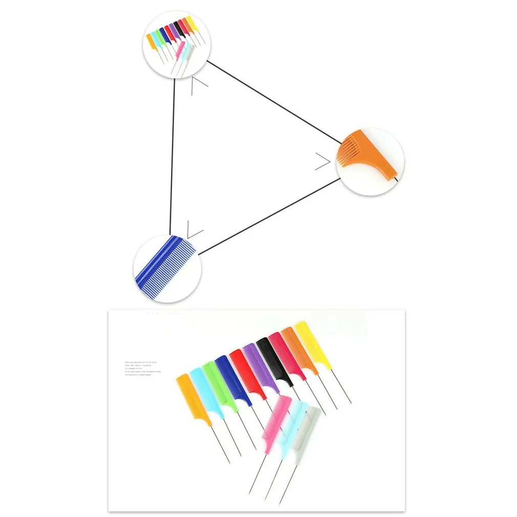 

3 Pcs Hairdressing Steel Tip Tail Durable Comb Plastic Needle Tip Tail Comb Comfortable Handle Heat-resistant