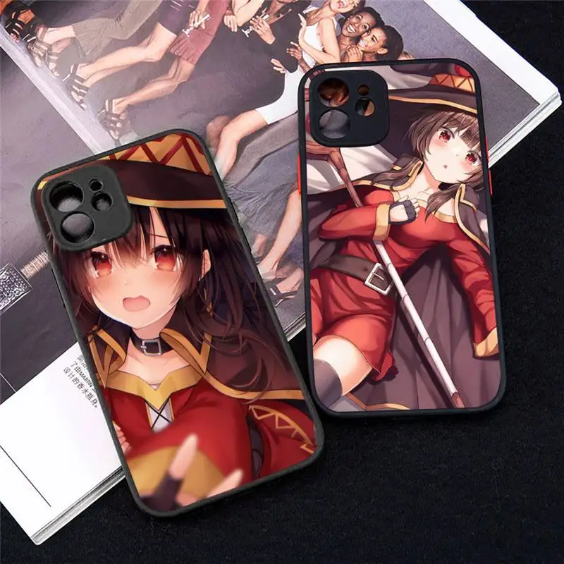 

Konosuba Megumin Phone Case For iPhone 12 11 Mini Pro XR XS Max 7 8 Plus X Matte transparent cover