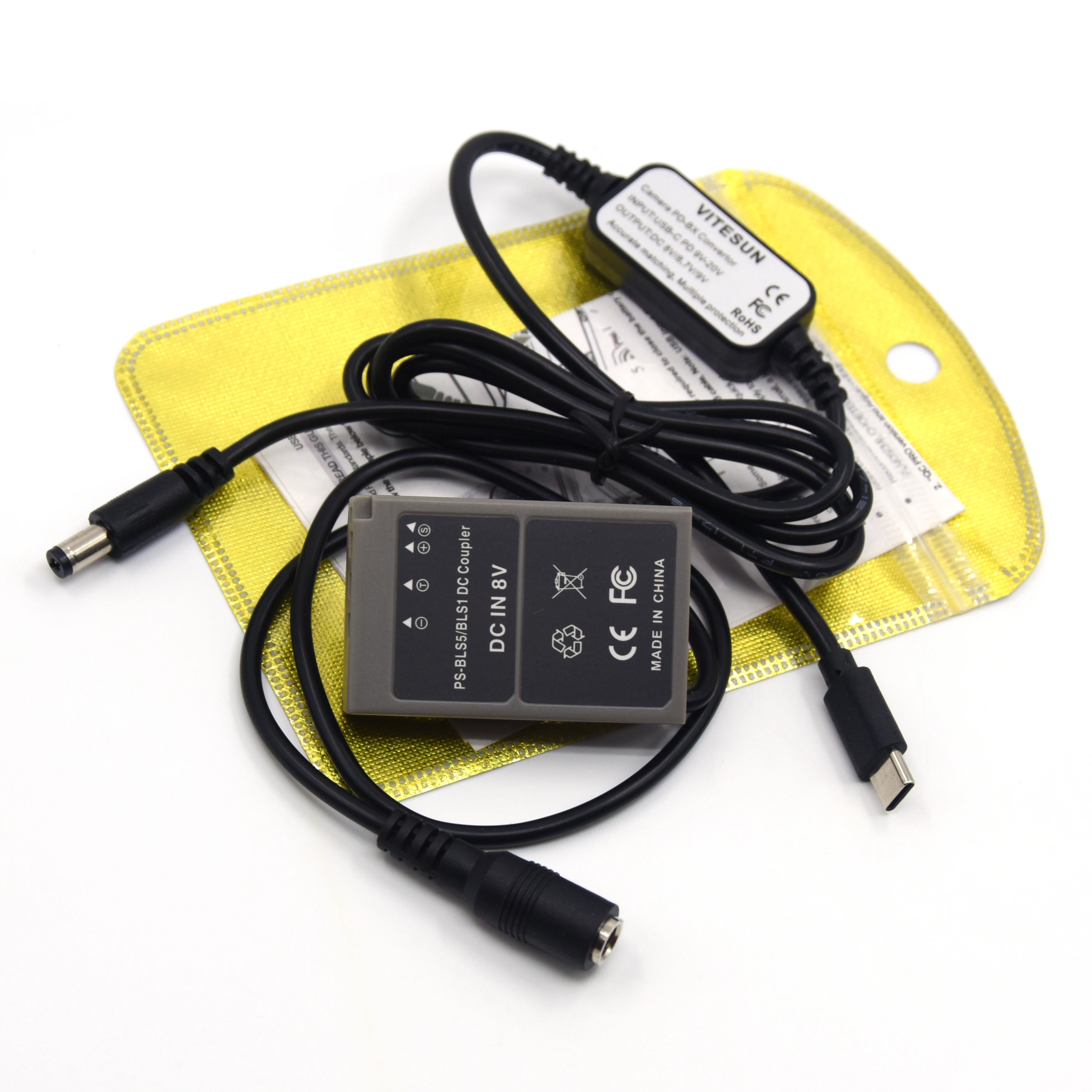 USB-C PD Кабель-адаптер + PS-BLS-5 DC муфта BLS5 пустышка батарея для Olympus PEN E-PL7 E-PL5 E-PM2 стилус