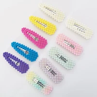 4 10pcsset korea color pearl hair clip snap button hair pins girls sweet pearl hair clips jewelry lady barrette stick 2020