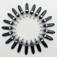 fashion new black stone crystal pillar necklace pendant for making jewelry charm ornaments accessories 50pcslot free shipping