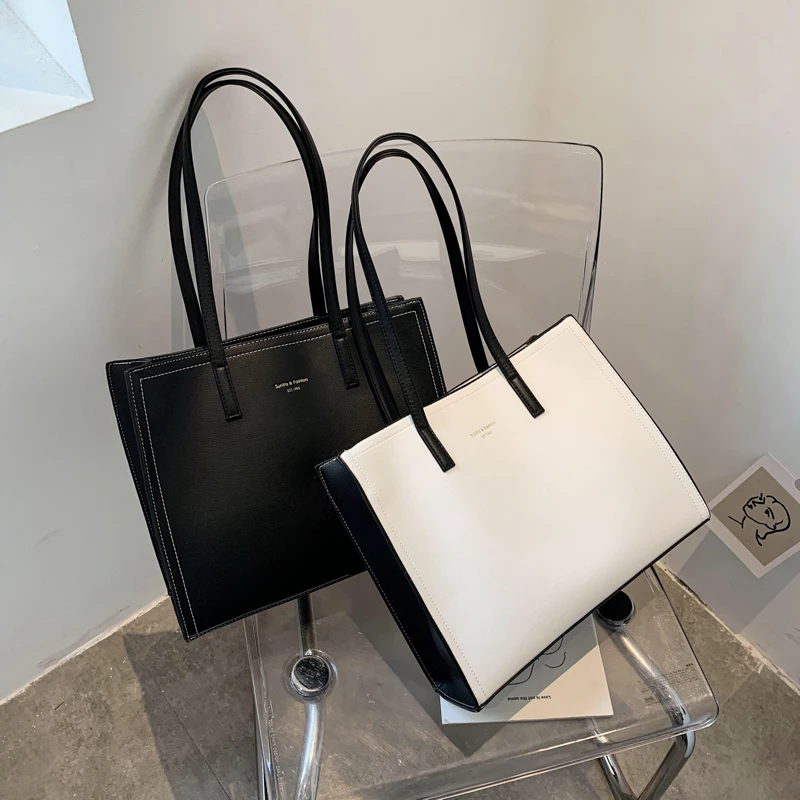 

2021 Solid Color Shoulder Bag Women Hand Bag Ladies PU Leather Women's Office Big Tote Lady High Capacity Handbags and Purses