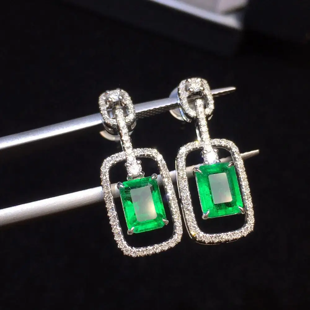 Серьги-подвески женские из золота 18 карат с изумрудом 1 96 карата | Украшения и