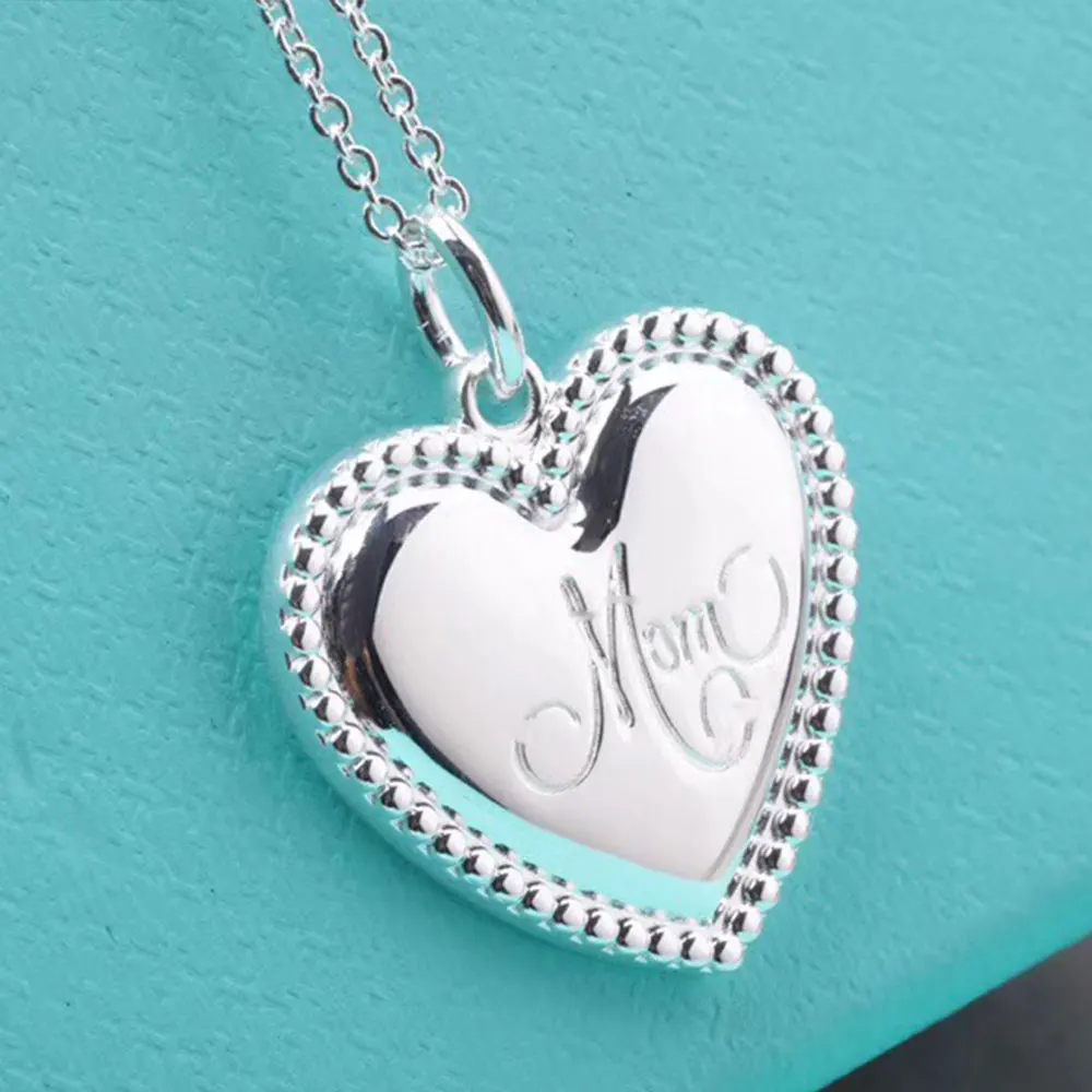 

AYBS Real 925 Necklaces High Quality TIF Original1:1LOGO "Classic Heart-shaped Mom Pendant" Necklaces Woman