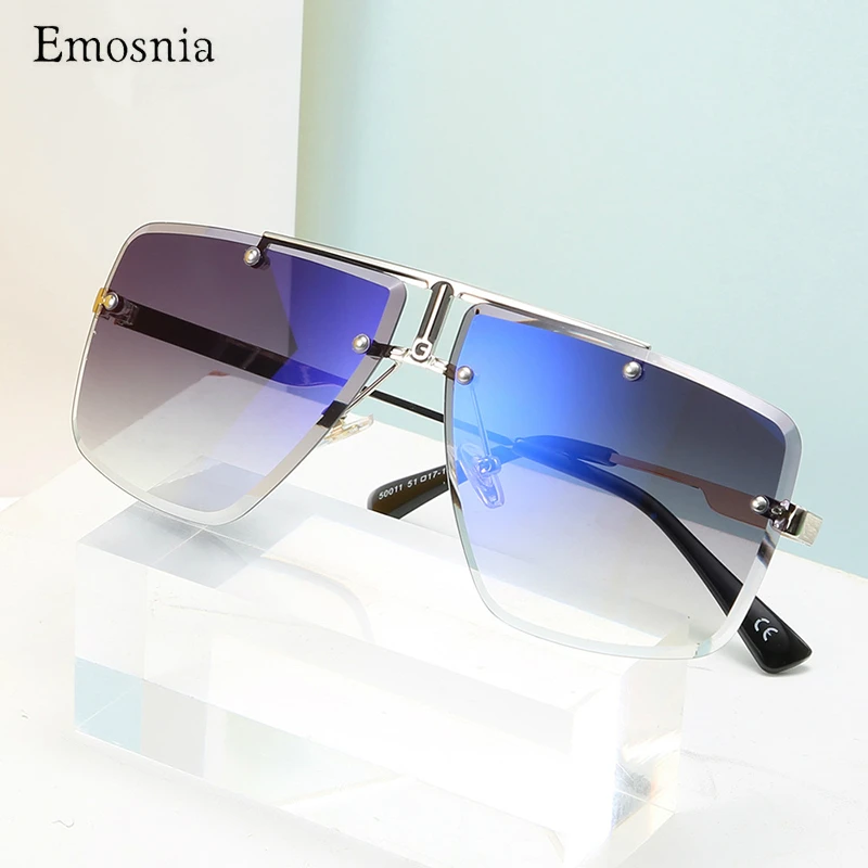 Женские и мужские солнцезащитные очки без оправы брендовые в металлической