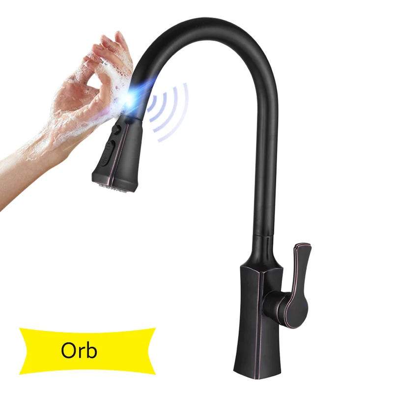 orb Senlesen Sense кухонный кран выдвижной носик смеситель для раковины с струей распылителя хром/Матовый никель/черный - Цвет: orb