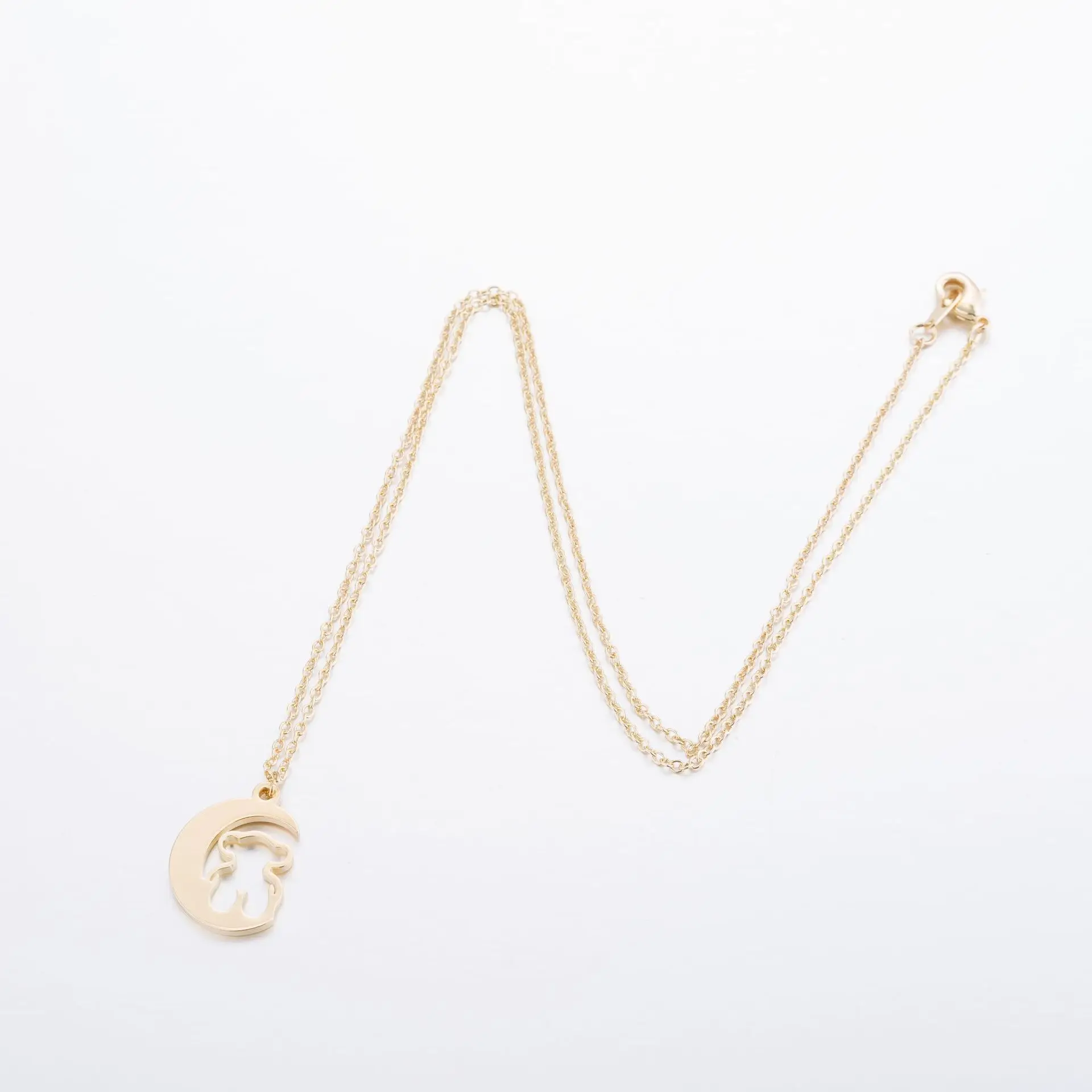 Ожерелье из нержавеющей стали с подвеской в виде месяца и медведя женское модное