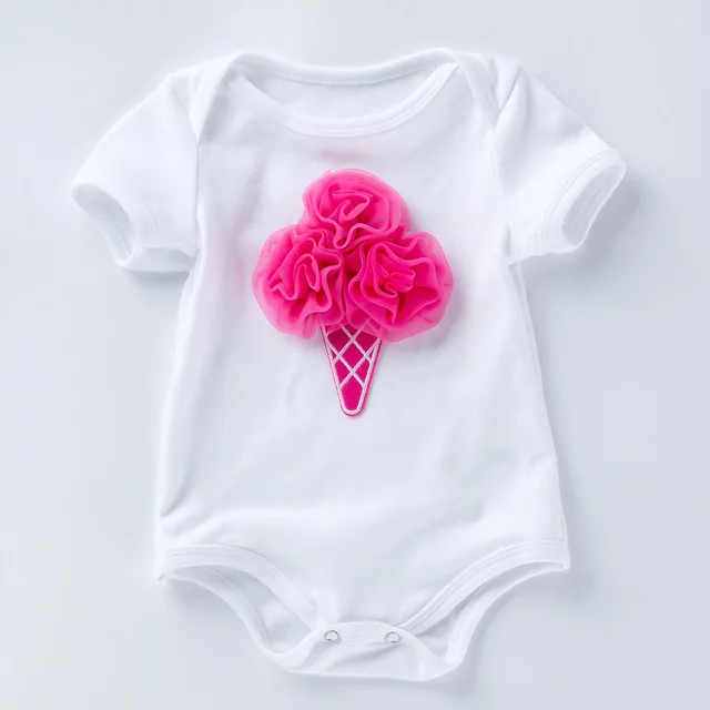 

2020 New black whiite baby romper short sleeve cotton floral newborn baby clothes pullover jumpsuit for 0-12M