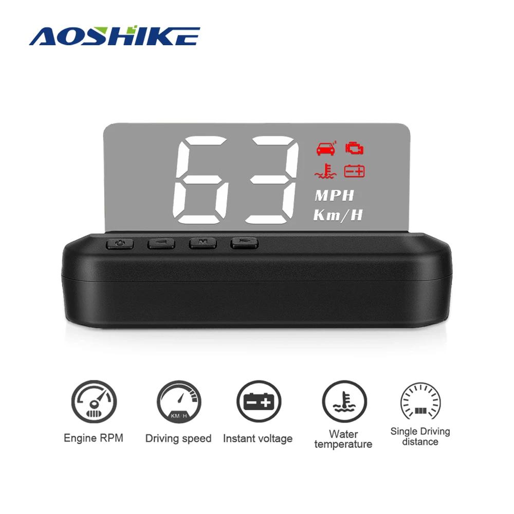 AOSHIKE OBD2 зеркало HUD Автомобильная головка вверх дисплей C100 цифровой скоростной