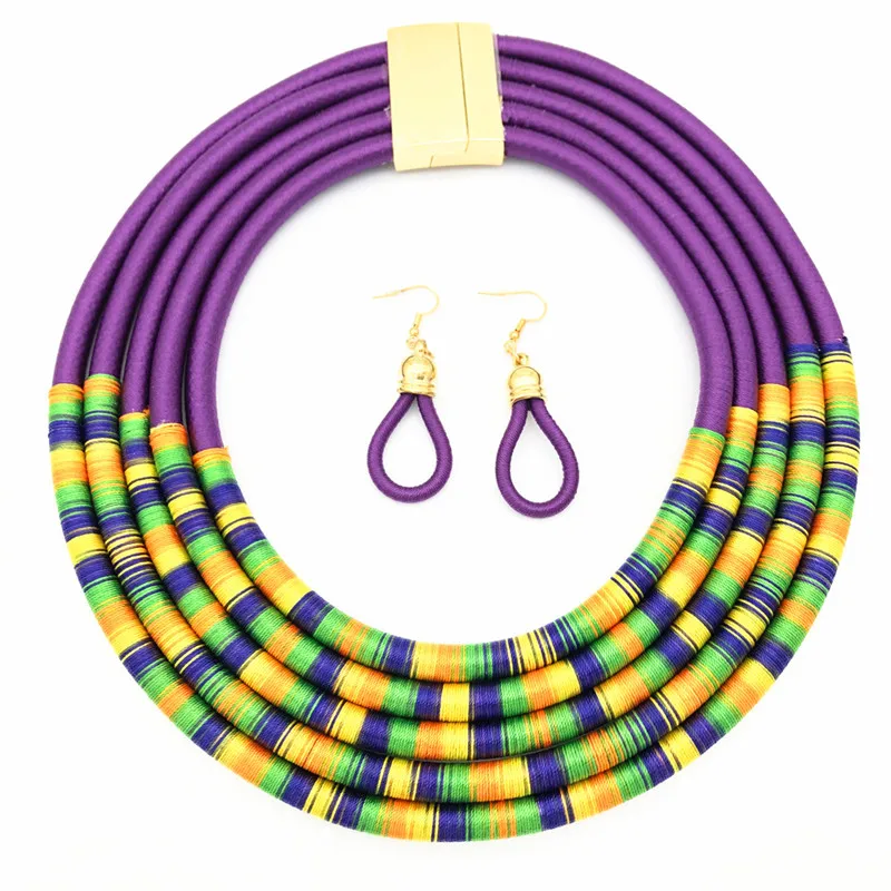 Большой крупный Африканский шнур искусственный ожерелье серьги бохо чокеры