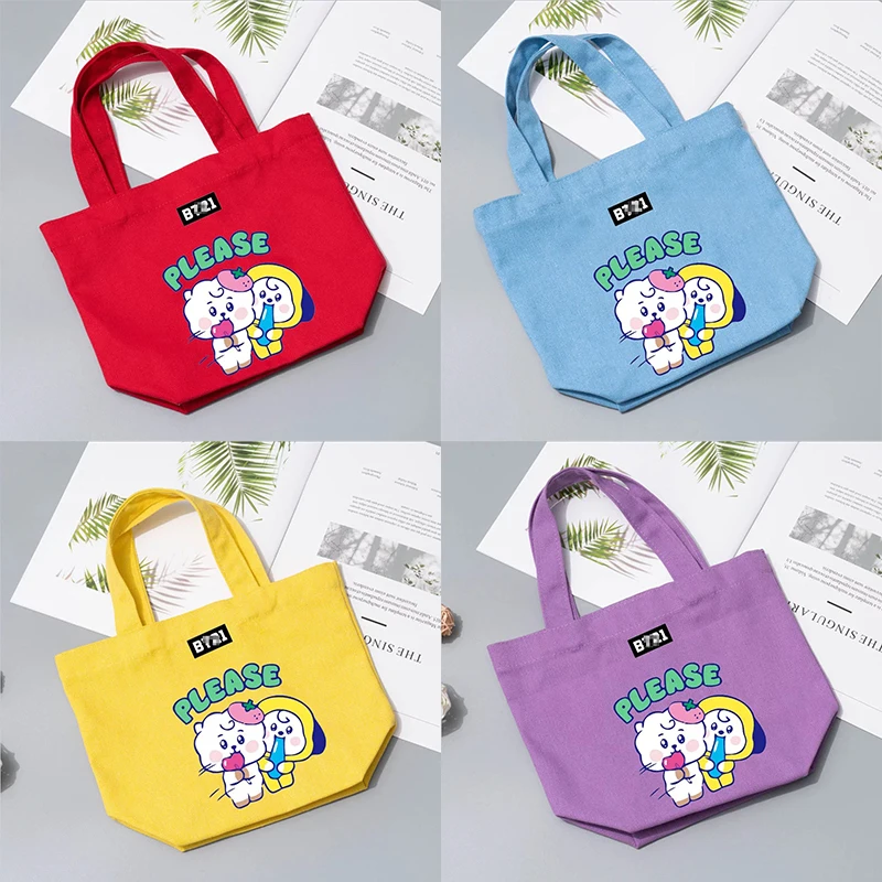 

HQBTSC Bangtan Boys Groups Canvas bag cartoon cute tote bag outdoor leisure picnic party color tote bag