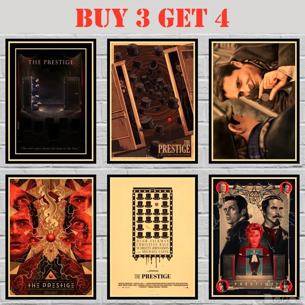 14 видов конструкций Nolan Постер из крафт-бумаги с надписью THE PRESTIGE домашняя