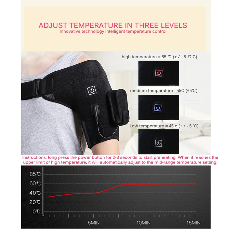 Регулируемый ремень для поддержки плеч и спины Электрический обогревающий пояс