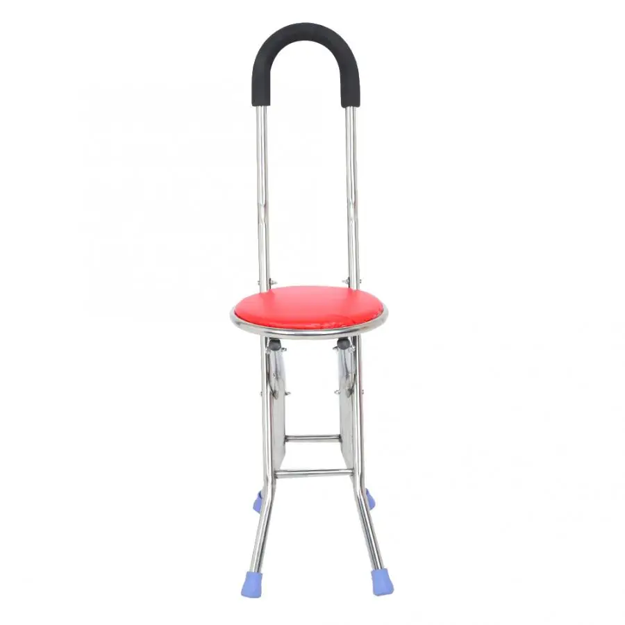 Складной стул из нержавеющей стали с четырьмя ножками трость для пожилых людей и