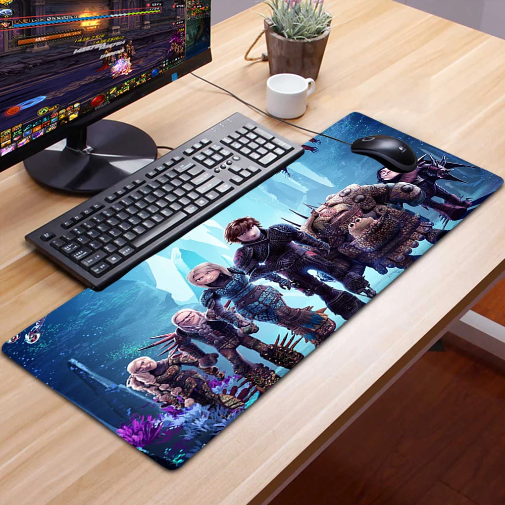

40x90 Anime Alfombrilla Gaming Accessories Non-slip XXL Mouse Pad Gamer 90x30 Tappetino Mouse How To Train Your Dragon Desk Pad
