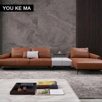 minimalist living room home leather sofa modern large and small apartment type retro leather sofa combination furniture