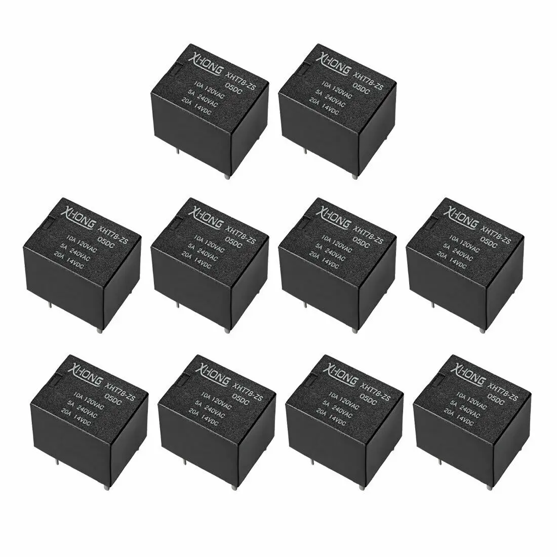

DC5V Coil 5Pin Mini PCB Electromagnetic Power Relay XHT78-ZS 10A 120V AC 10Pcs
