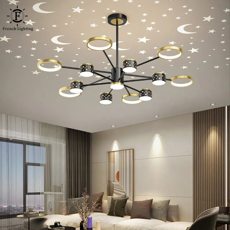 

Artpad Bright Led Chandelier with Remote Control For Living Room Starry Sky LED Decor Modern Bedroom Apartment Loft Ceiling Lamp