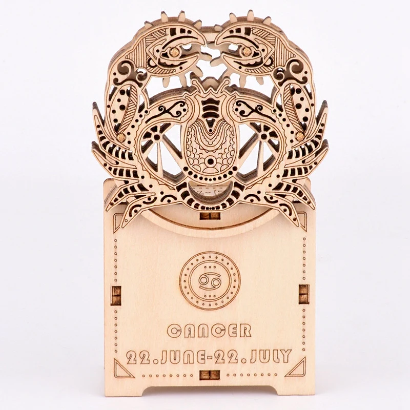 

Wooden Three-Dimensional Jigsaw Puzzle Hand-Assembled Cancer Model Toy Adult Diy Plug-In Building Blocks Music Box