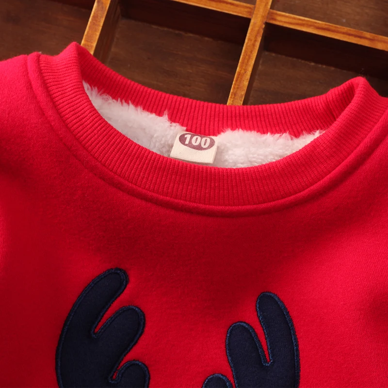 Рождественские свитера с вышивкой оленя для маленьких мальчиков и девочек