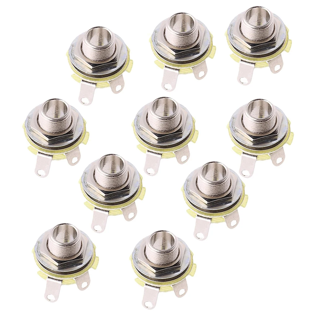 

10x 1/4 "6.35mm Mono Jack Socket Mount Audio Jack Speaker Adapter
