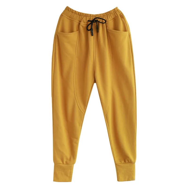 

Winter New Fashion Elastic High Waist Solid Color Simple Casual Wild Pant Office Lady Korean Style Slim Fit Cotton Harem Trouser