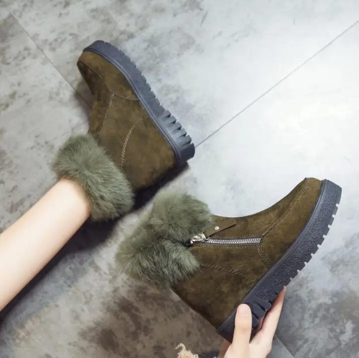 

Winter new thick suede flanging short tube women's boots warm fashion casual snow boots womens shoes platform sneakers