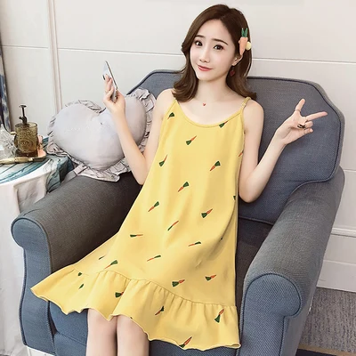 nightgown women Летняя Хлопковая женская ночная рубашка без рукавов, Женская хлопковая ночная рубашка, сексуальное ночное белье размера плюс, домашняя одежда для сна, 3XL - Цвет: nightgown women