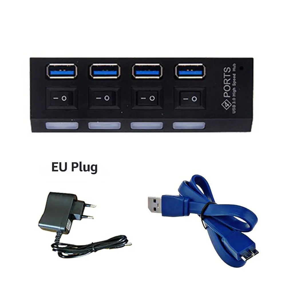USB 3.0 4 Port EU Usb-хаб Micro USB 3,0 концентратор разветвитель с адаптером питания USB 4/7 порт Hab высокоскоростной 5 Гбит/с USB разветвитель 3,0 концентратор для ПК Аксессуары - Цвет: USB 3.0 4 Port EU