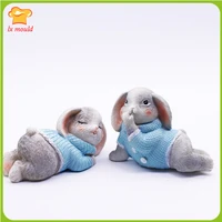lying rabbit heart silicone mold mould chocolate clay soap candle wax resin