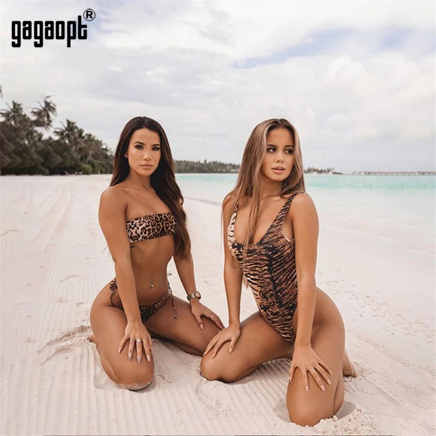 Женский комбидресс с животным Gagaopt Леопардовый облегающий Боди без рукавов