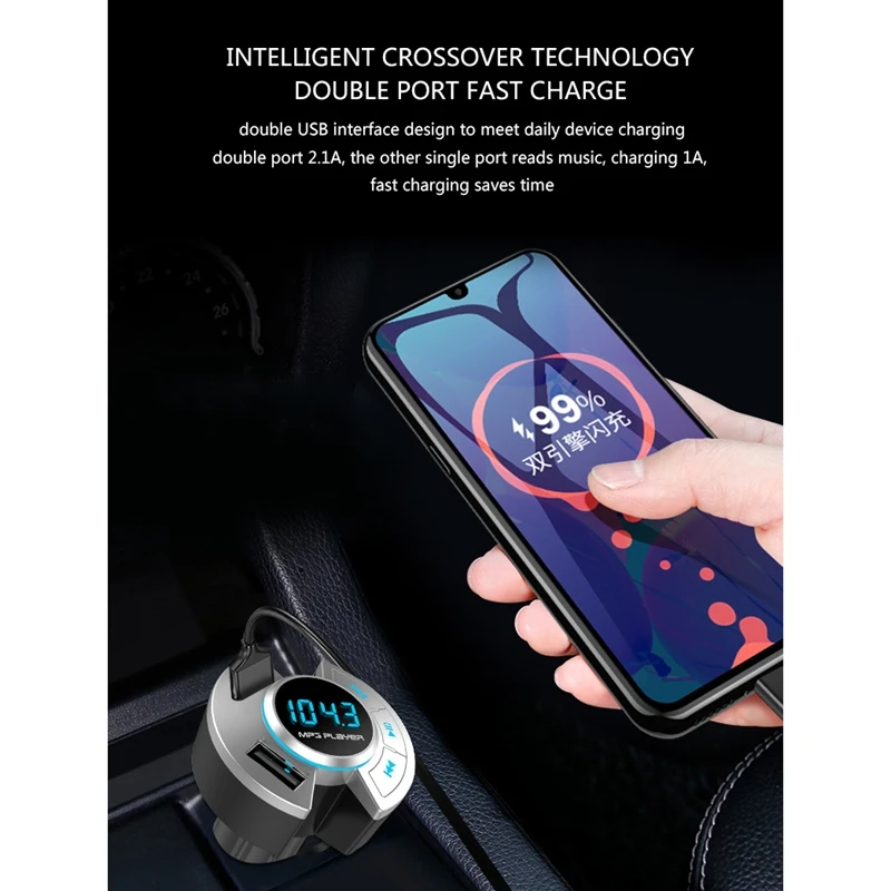 Car Charger Adapter FM Transmitter Bluetooth 5.0 Wireless Modulator Handsfree TF Multifunction MP3 Player USB Charge | Автомобили и