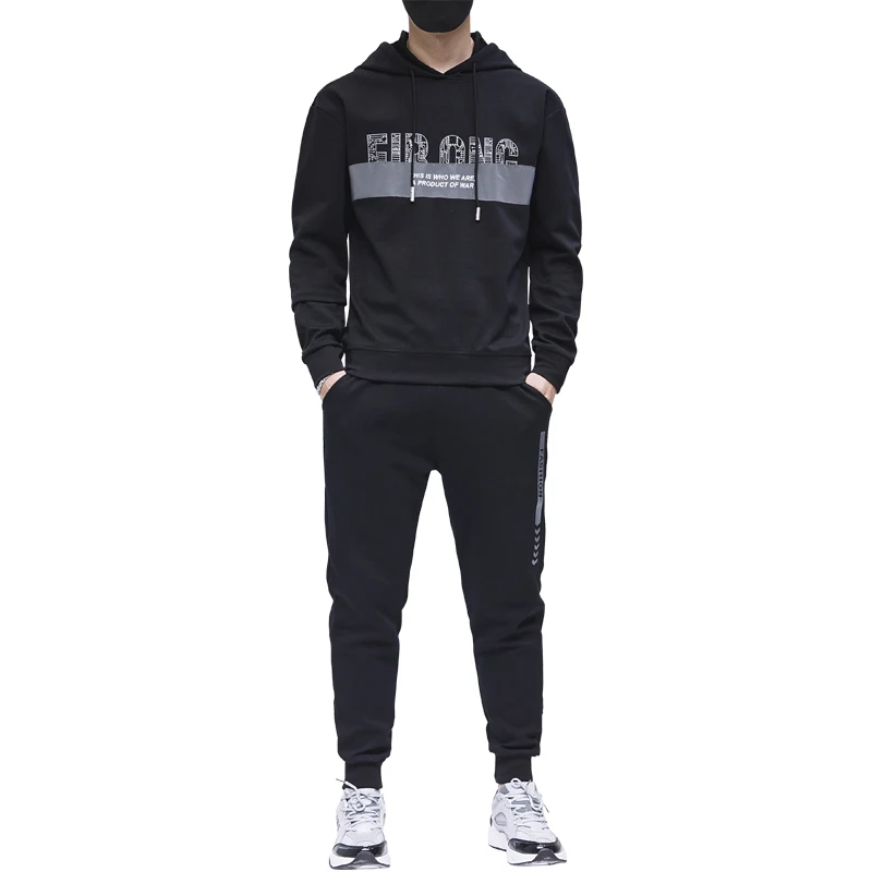 Мужской спортивный костюм из двух предметов повседневный в стиле пэчворк с